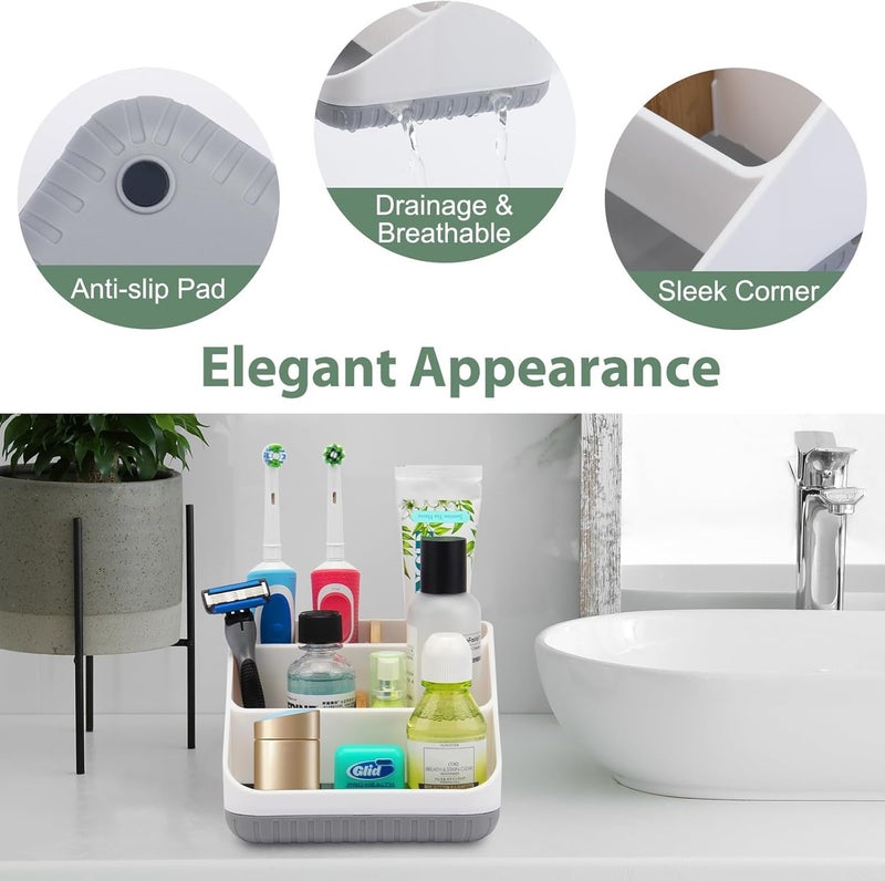 Chintu Bathroom Toothbrush Holders for Countertop - Electric Toothbrush Organizer 6 Slots Tooth Brush Organization for Kids Family, Toothpaste Holder for Bathroom Vanity Organizer Storage White - Image 5